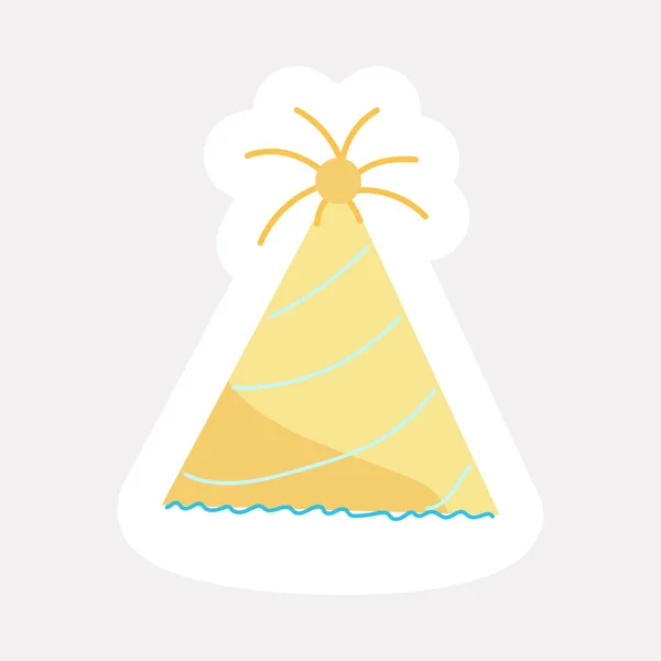 Yellow Turquoise Wavy Party Hat Sticker — Stock vektor
