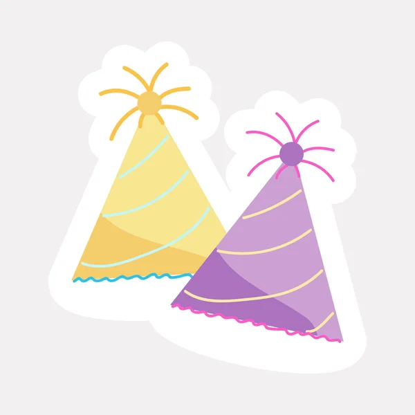 Two Color Option Wavy Pattern Party Hat Sticker — Vetor de Stock