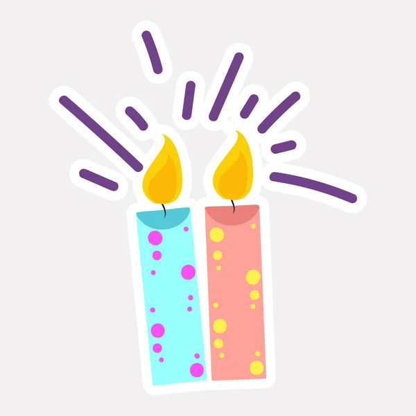 Two Color Option Sticker Burning Candle — ストックベクタ