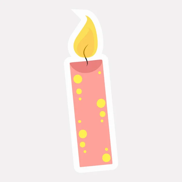 Burning Candle Sticker Yellow Orange Color — Vettoriale Stock