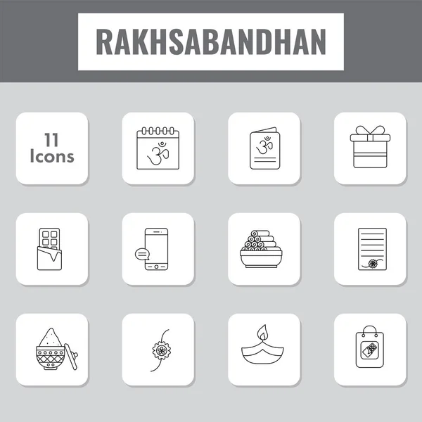 Isolated Raksha Bandhan Icon Set Line Art — Διανυσματικό Αρχείο