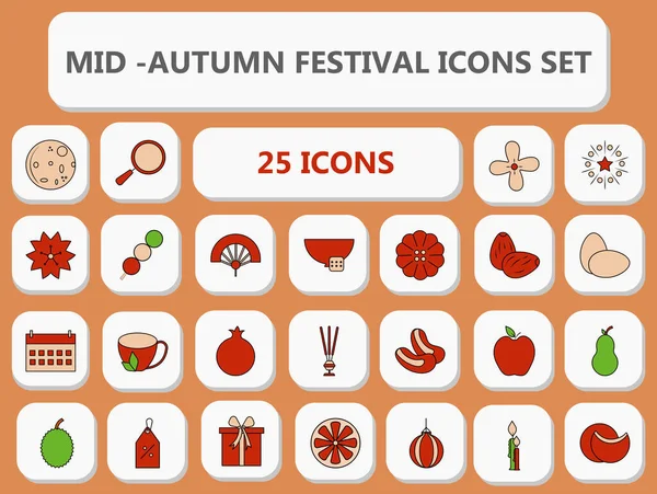 Isolated Mid Autumn Festival Icon Set Flat Style —  Vetores de Stock