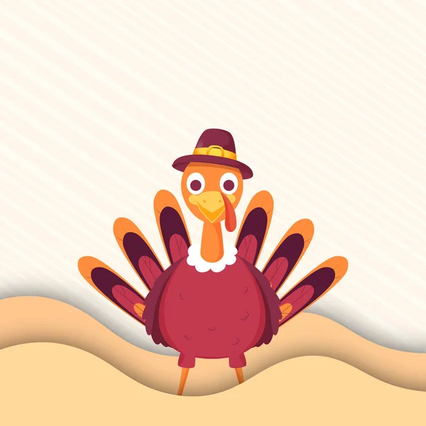 Thanksgiving Concept Smiling Turkey Bird — Vetor de Stock