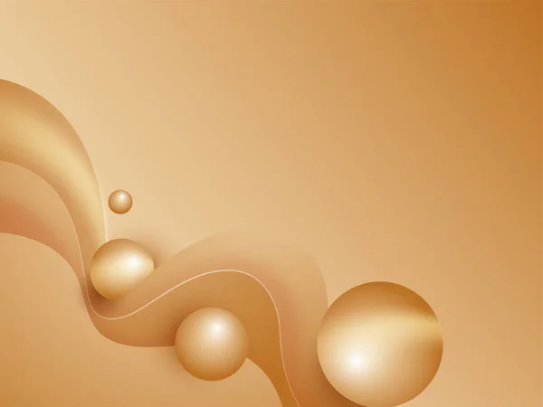 Golden Abstract Background Waves Spheres — 스톡 벡터