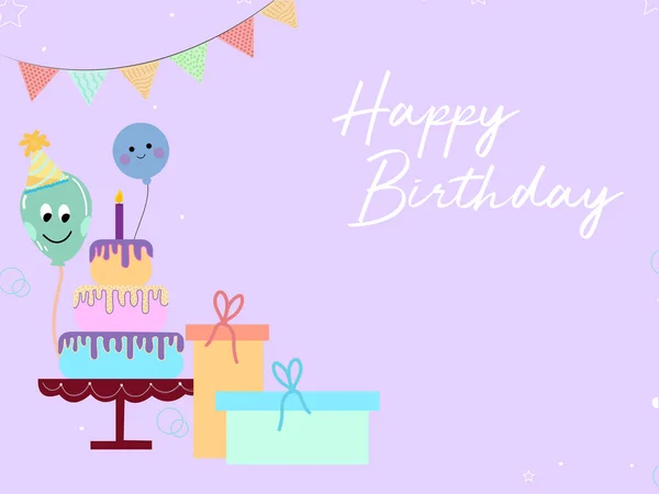 Birthday Concept Cake Gifts Balloons — Stok Vektör
