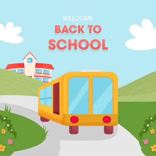 Back School Banner School School Bus Invitation Poster Banner Promotion — Image vectorielle