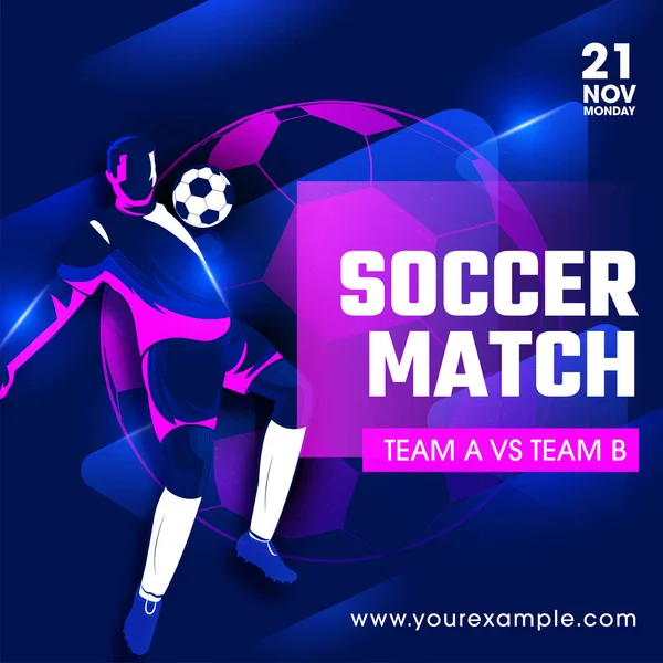 Soccer Match Poster Design Cartoon Footballer Player Abstract Background — Image vectorielle