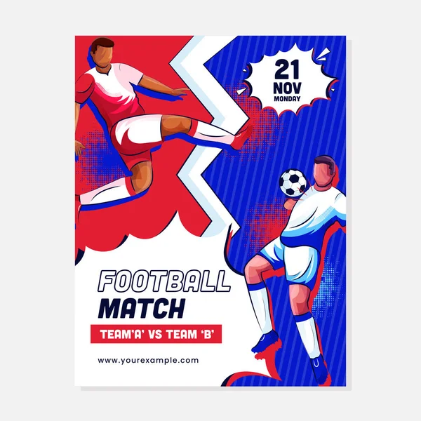 Football Competition Template Team Players Character Vectors Match Day Details — Stockvector