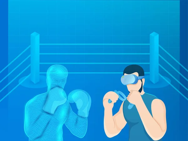 Futuristic Digital Technology Metaverse Game Nft Virtual Reality Young Man — Stock vektor