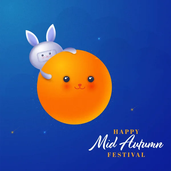 Happy Mid Autumn Festival Celebration Concept Astronaut Bunny Rabbit Conquer — Image vectorielle