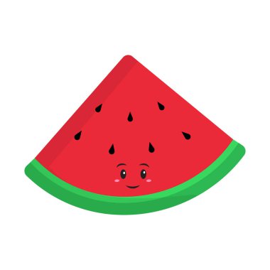 Cartoon Character Of Watermelon Triangle Piece In Flat Style.