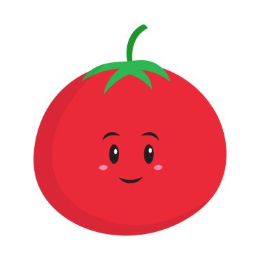 Smiley Tomato Cartoon In Flat Style.