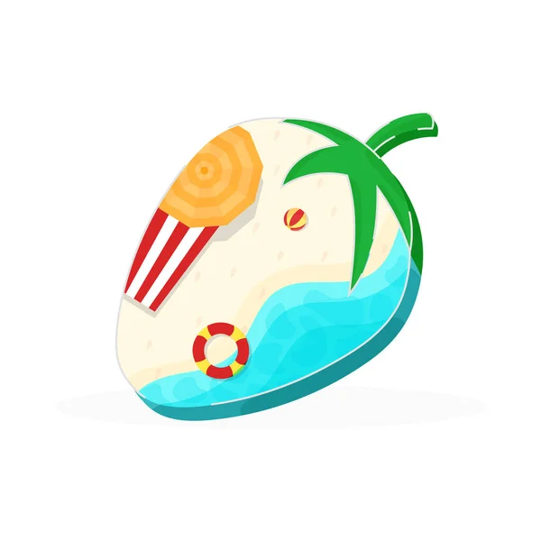 Summer Berry Concept Beach Background Summer Holidays Travel Concept Space — Vector de stock