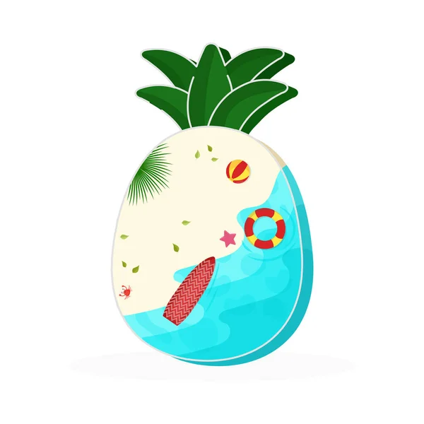 Summer Pineapple Concept Beach Background Surfing Board Summer Holidays Travel — Stockvektor