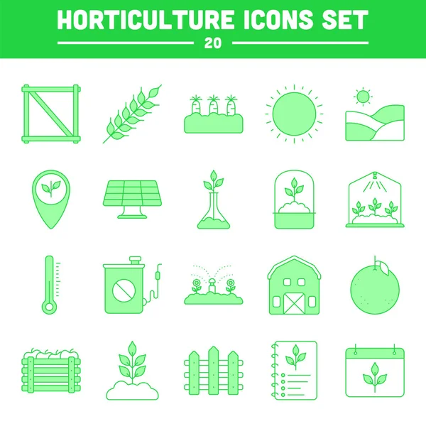 Green White Color Set Horticulture Icons Flat Style — ストックベクタ