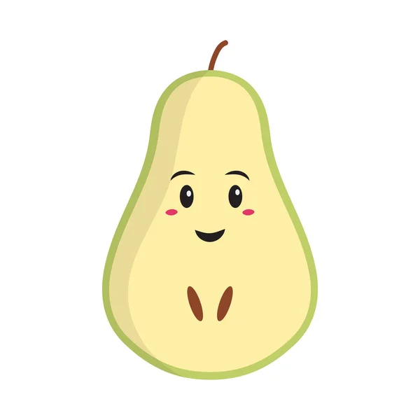 Cartoon Character Pear Half Piece Flat Vector — Vetor de Stock