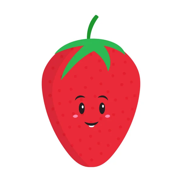 Smiley Face Strawberry Cartoon Flat Style — Διανυσματικό Αρχείο