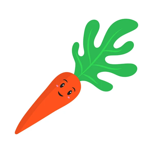 Happy Face Cartoon Carrot Flat Style — Stockvektor