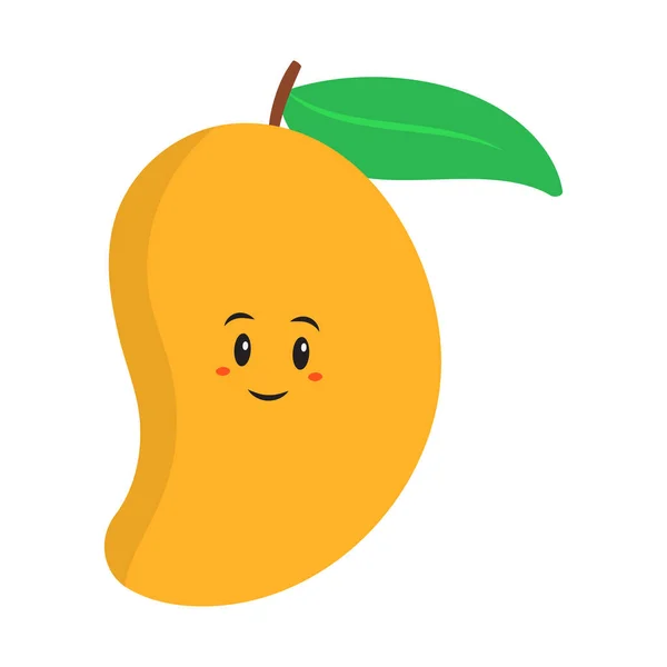 Cartoon Emoji Smile Mango White Background — Vector de stock