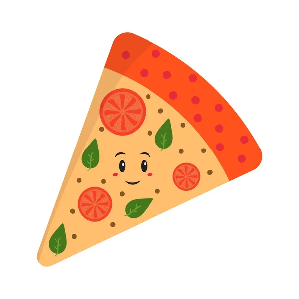 Smiley Cartoon Pizza Colorful White Background — Vector de stock