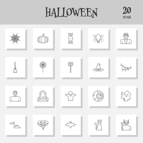 Illustration Halloween Icon Symbol Set Line Art — Stockvector