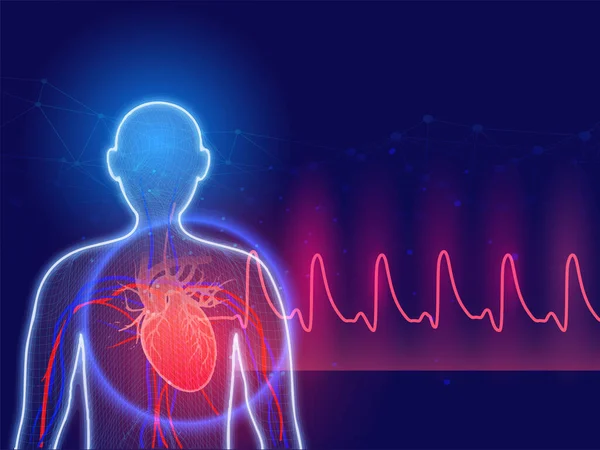 Medical Concept Virtual Human Heart Circulatory Sysrem Futuristic Medical Concept — ストックベクタ