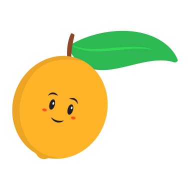 Cute Cartoon Emoji Of Lemon On White Background.