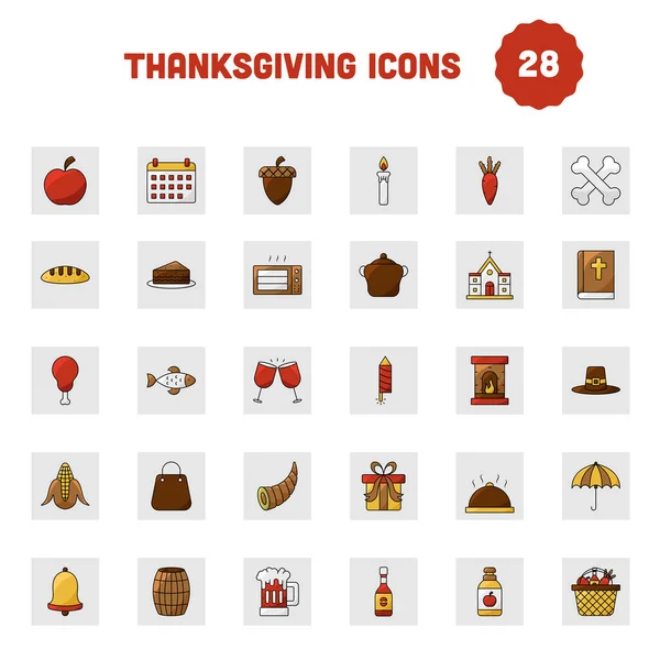 Isolated Thanksgiving Icon Set White Background — Vector de stock