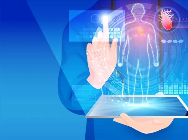 Medical Concept Virtual Human Heart Observed Medical Representative Futuristic Medical — Stock Vector