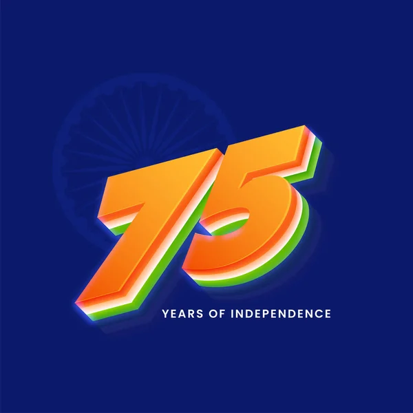 Tricolor Number Blue Ashoka Wheel Background Independence Day Concept — Stockvektor