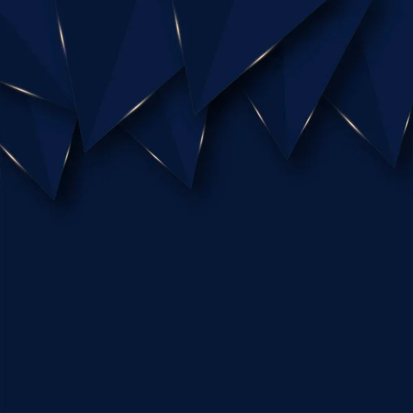 Paper Triangle Elements Golden Edges Blue Background — 图库矢量图片