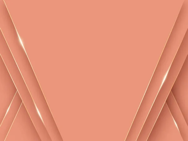 Dark Peach Paper Layer Cut Background Golden Edges Light Effect — Wektor stockowy