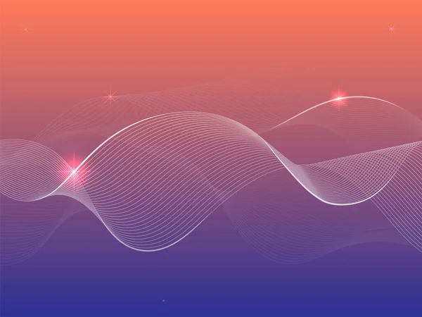 Gradient Orange Blue Background Abstract Wave Line Motion Technology Concept — Vector de stock