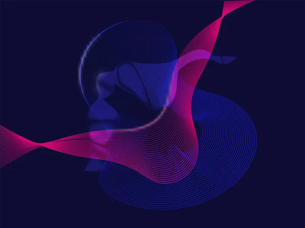 Abstract Wavy Lines Motion Background Pink Blue Color Technology Concept — Stockový vektor
