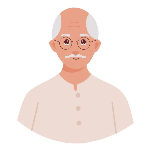 Elderly Man Wearing Eye Glasses Illustration White Background — Stockvector