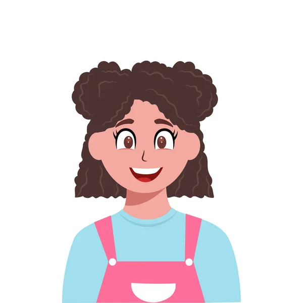 Cheerful Cartoon Girl Character White Background — Stock vektor