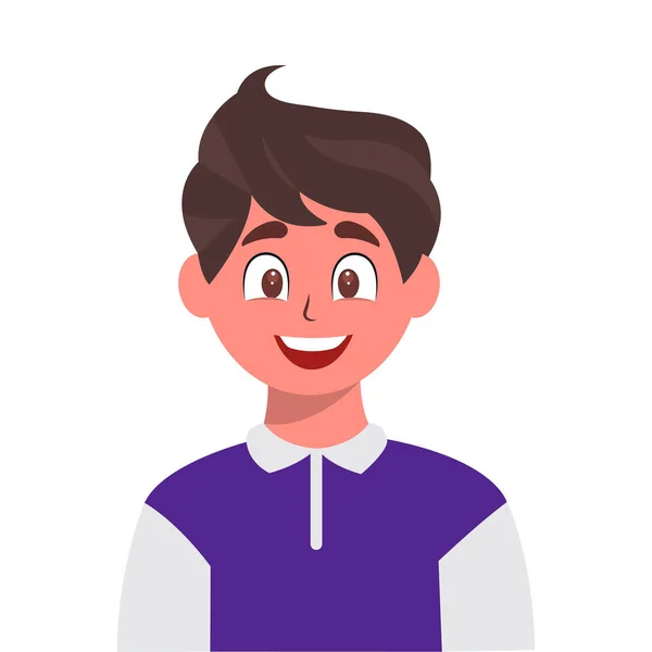 Cheerful Young Boy Character White Background — Stock Vector