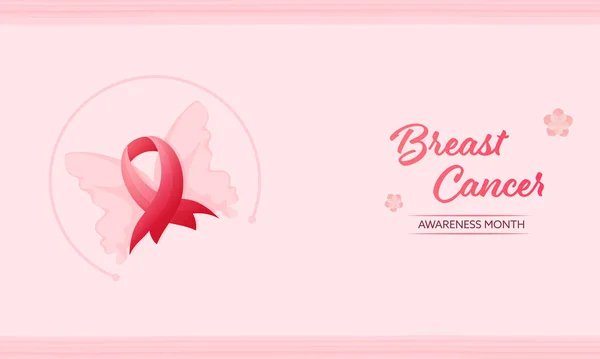 Breast Cancer Awareness Month October Butterfly Wore Pink Ribbon Breast — Archivo Imágenes Vectoriales