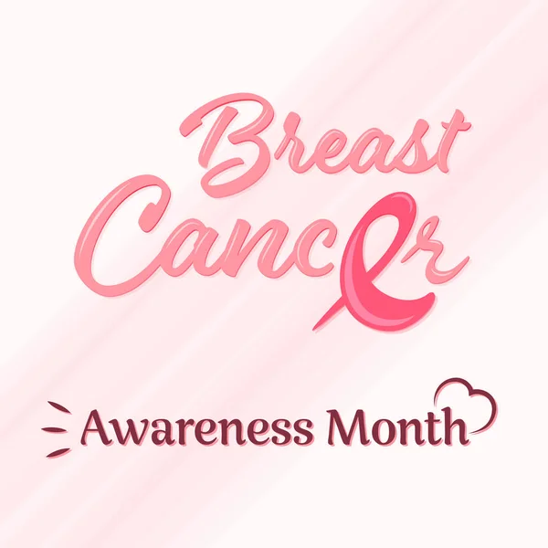 Breast Cancer Awareness Month Text Pink Background — Stockvector