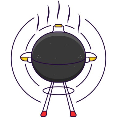 Isolated Hot Barbeque Kettle On Circle Background.