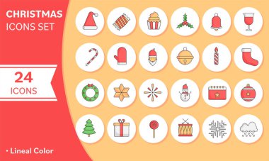 Isolated Christmas Icons Set In Flat Style.
