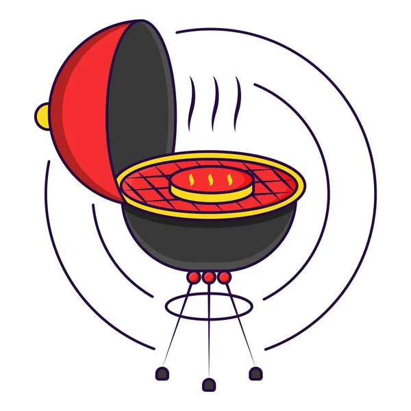 Hot Barbeque Kettle Red Yellow Illustration Circular Background — Archivo Imágenes Vectoriales