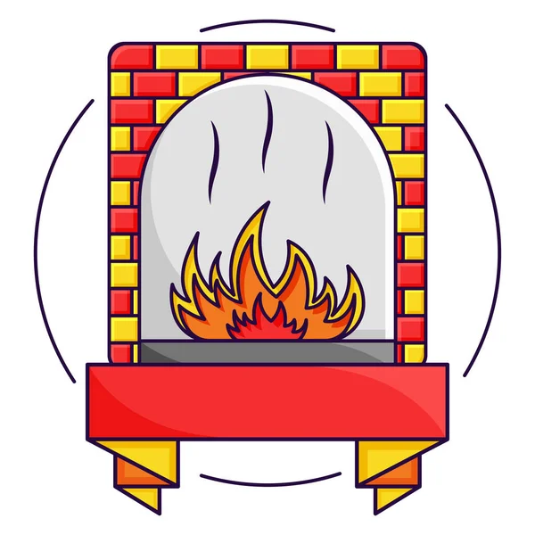 Burning Fireplace Yellow Red Flat Vector — Stockvektor