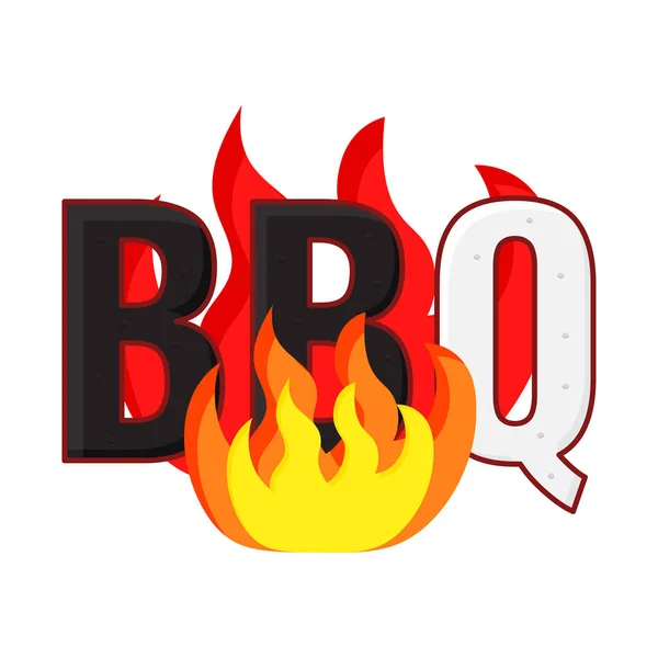 Fiery Bbq Text White Background — Archivo Imágenes Vectoriales