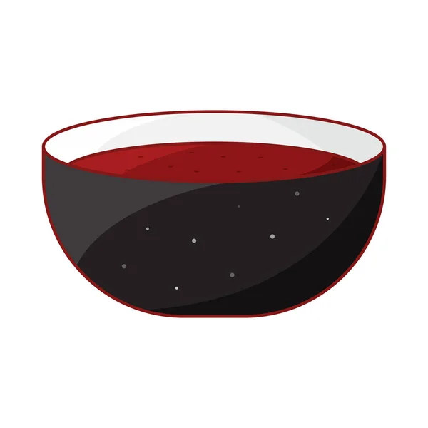 Flat Style Schezwan Sauce Black Bowl White Background — Wektor stockowy