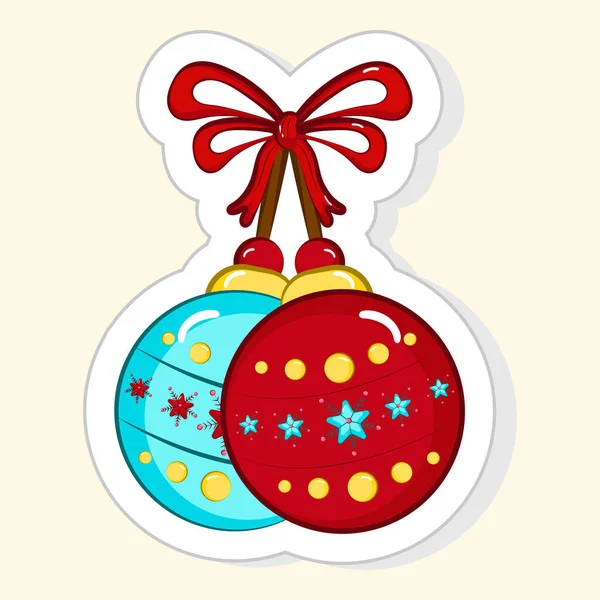 Illustration Beautiful Sticker Style Set Two Bauble Icon White Background — Vetor de Stock