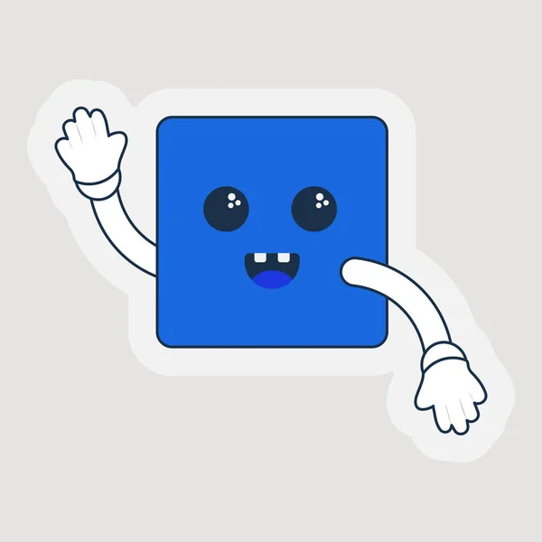 Sticker Blue Square Shape Cartoon Hand Pose —  Vetores de Stock