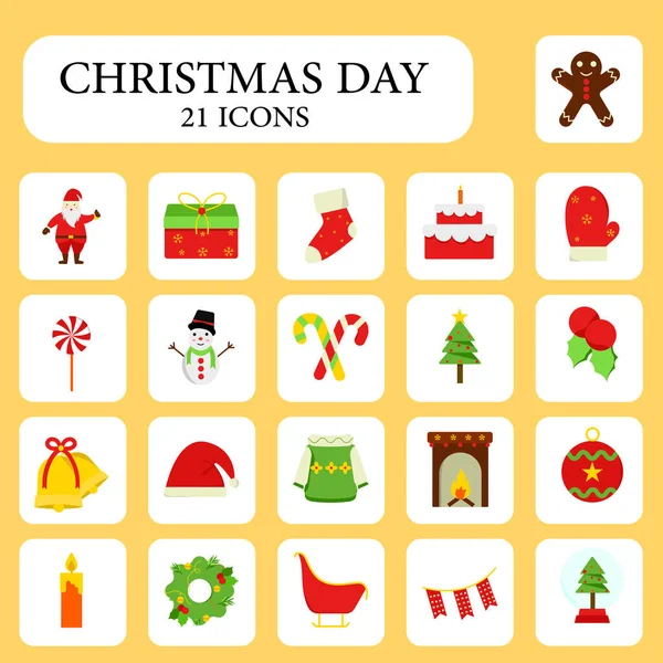 Isolated Christmas Icon Set Yellow Background — Stockvector