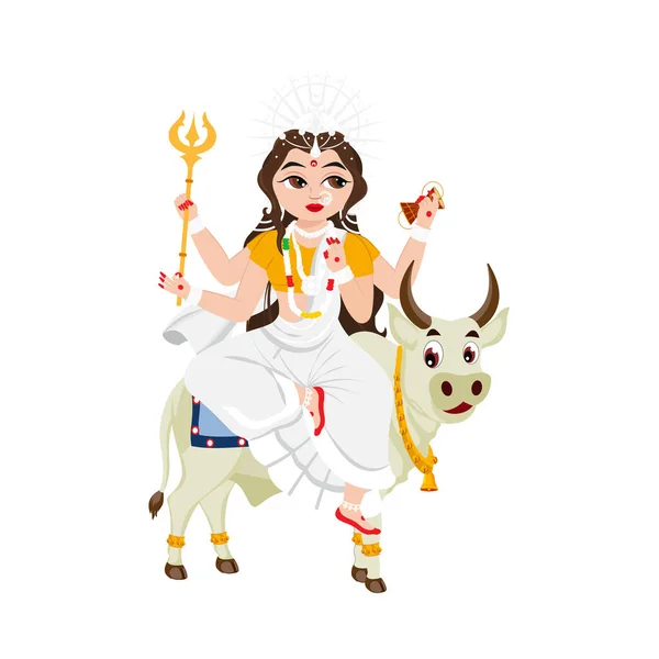 Statue Indian Goddess Mahagauri White Background — Vetor de Stock