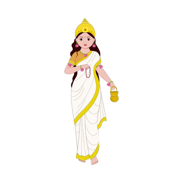 Goddess Brahmacharini Character White Background — Stock Vector